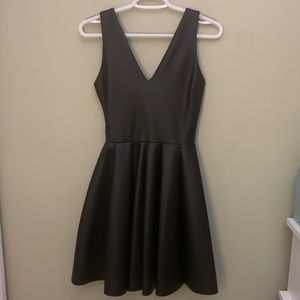 AQUA Black faux leather dress